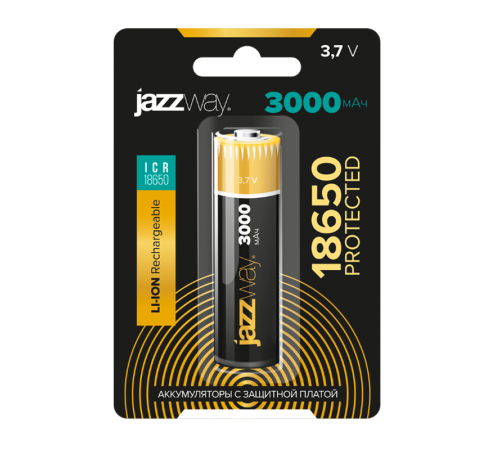 Элемент питания аккумуляторный Li-Ion ICR18650 3000 мАч 3,7V с защитой BL-1  .5012073  JAZZway