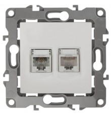 Розетка информационная+телефонная 12-3109-02RJ45+RJ11,  слоновая кость  Б0018249  ЭРА