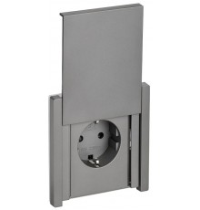 FORTE&PIANO Розетка с заземлением, со шторками, с крышкой в/к 16А IP44 FP521 сталь  FP-R16-16-44-K46  IEK