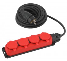 Удлинитель силовой UK-4e-3x1,5-5m-IP44(KG) с заземлением 4 розетки каучук 5м КГ 3х1,5мм2 IP44  Б0057585  ЭРА