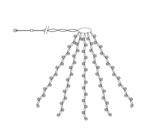 Гирлянда елочная  140 диодов  мульти, CL90  7 веток (2м) + 1.5м зеленый шнур, IP20  32370  FERON