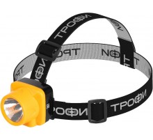 Фонарь налобный светодиодный Трофи TG1 аккумуляторный, яркий, 4V0.5Ah, 1xLED, ЗУ 220V,  Б0053033  Трофи