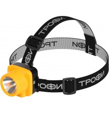 Фонарь налобный светодиодный Трофи TG1 аккумуляторный, яркий, 4V0.5Ah, 1xLED, ЗУ 220V,  Б0053033  Трофи