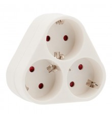 Тройник электрический пирамида 16А с/з белый  11-1069  REXANT