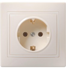 КВАРТА Кремовый Розетка 1-местная с заземлением 16А РС10-3-ККм  ERK14-K33-16-DM  GENERICA