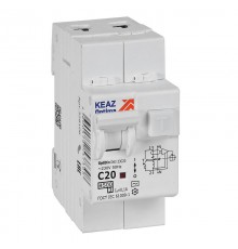 Выключатель автоматический дифференциального тока OptiDin D63-23C20-AC-У3 (2P, C20, 100mA, 4,5кА)  328106  КЭАЗ