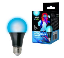Лампа светодиодная LED-A60-9W/UVAD/E27/FR PLZ07BK LED ультрафиолетовая для дискотек . Спектр UVA 410нм  UL-00005855  Uniel