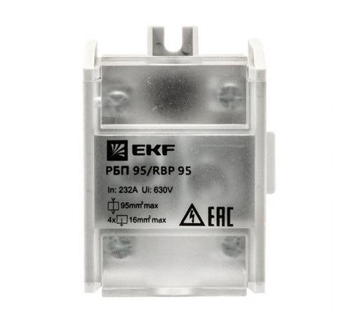 Блок распределительный проходной РБП 95 (1х95 - 4х16 мм2) 232/100 А EKF PROxima  RBP-95-100  EKF