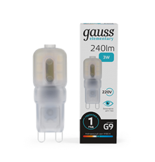 Лампа светодиодная Elementary G9 AC220-240V 3W 240lm 4100K пластик LED 1/10/200  14923  Gauss