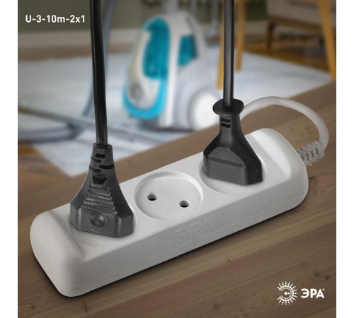 Удлинитель 3 гнезда 10м б/з 10А U-3-10m ПВС  Б0028358  ЭРА