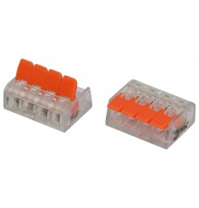 Клемма  NO-225-430 универсальная 221-414 компактная с рычагами 4-проводная 0.2-4 мм2 (упаковка 2 шт.)  Б0067916  ЭРА