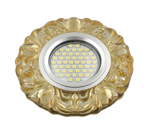 Светильник декор.встр Luciole DLS-L136 GU5.3 GLASSY/YELLOW GU5.3 доп.LED подсветка 3Втстекл. зерк./светло-желтый.  UL-00003863  Fametto