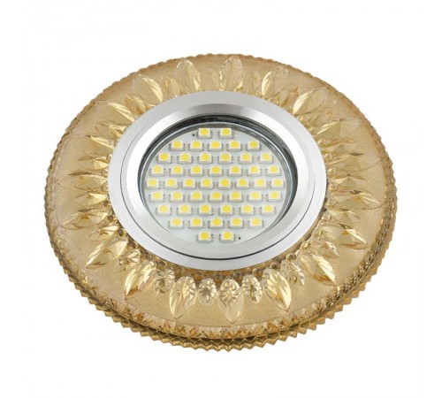 Светильник декор.встр Luciole DLS-L141 GU5.3 GLASSY/GOLD GU5.3 доп.LED подсветка 3Вт, стекл,зерк./светло-желтый.  UL-00003878  Fametto