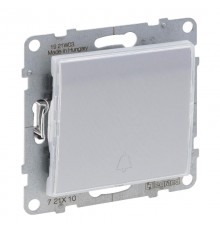 SUNO Выключатель без фиксации (кнопка) 6А 250В с подсветкой и держателем этикеток. Безвинтовые зажимы. Цвет "Алюминий"  721310  Legrand