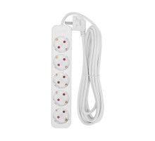 Удлинитель STANDARD 5 гнезд, 5м, 3х1,0мм, с/з, белый  13-4030  REXANT