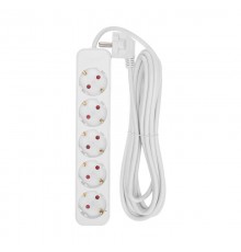 Удлинитель STANDARD 5 гнезд, 5м, 3х1,0мм, с/з, белый  13-4030  REXANT