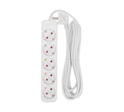 Удлинитель STANDARD 5 гнезд, 5м, 3х1,0мм, с/з, белый  13-4030  REXANT