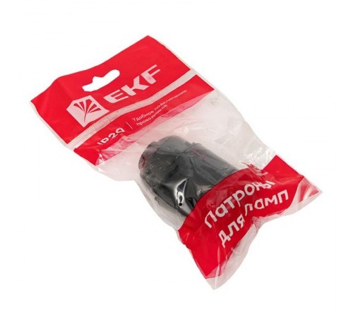 Патрон карболитовый подвесной Е27 черн. индив. пакет   LHC-E27-s-p  EKF