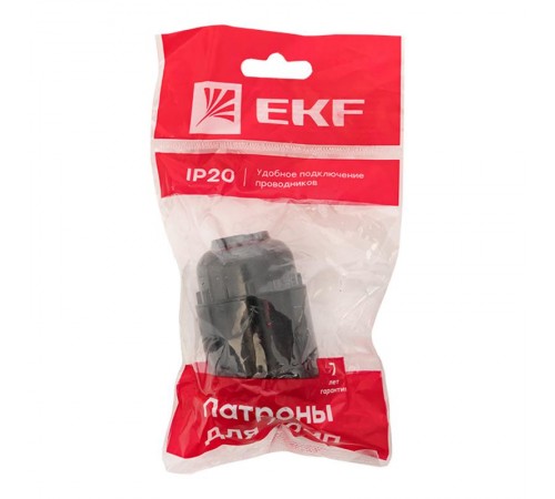 Патрон карболитовый подвесной Е27 черн. индив. пакет   LHC-E27-s-p  EKF