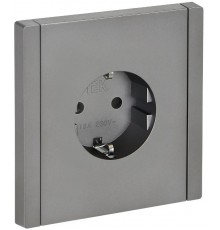 FORTE&PIANO Розетка с заземлением со шторками безвинтовое крепление 16А FP513 сталь  FP-R14-16-1-K46  IEK