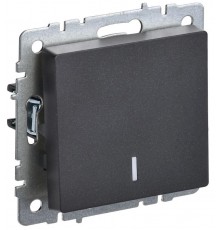 BRITE Выключатель 1-клавишный проходной с индикацией 10А ВС10-1-7-БрЧ черный  BR-V12-1-10-K02  IEK