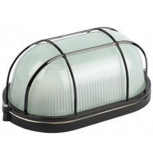 Светильник для ЖКХ под лампу НБП 04-100-002 Акватермо алюминий/стекло решетка IP54 E27 max 100Вт 280х160 овал черный   Б0063913  ЭРА