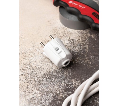 Вилка прямая без заземления белая 10А 250 В Proxima  AVP10-10-r  EKF