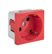 Розетка 45х45 PRO, с заземлением, красная , 45 град  E6MR16-028-70-45  EKF