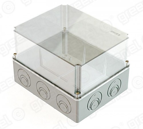 Коробка приборная (подъездная) наружного монтажа с прозрачной крышкой 240х195х165мм IP55. в комплекте вводы  GE41278  Greenel