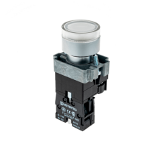 Кнопка с LED подсветкой, белая, 220V AC/DC, 1NO, мет. MTB2-BW3163  58206  ОВЕН