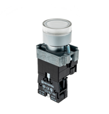 Кнопка с LED подсветкой, белая, 220V AC/DC, 1NO, мет. MTB2-BW3163  58206  ОВЕН