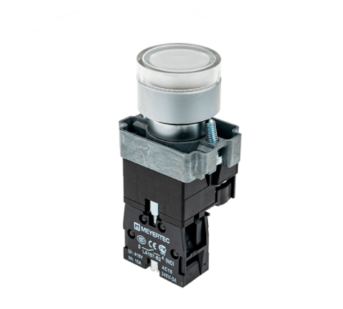 Кнопка с LED подсветкой, белая, 220V AC/DC, 1NO, мет. MTB2-BW3163  58206  ОВЕН