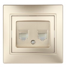 1-304-04 Intro Розетка информационная 2xRJ45, СУ, Plano, шампань  Б0043244  Intro