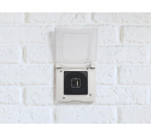 Зарядное устройство USB тип А / тип С - Legrand Etika - 3000мА 15Вт - антрацит  672636  Legrand