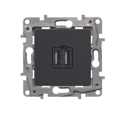 Зарядное устройство USB тип А / тип С - Legrand Etika - 3000мА 15Вт - антрацит  672636  Legrand