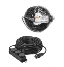 Удлинитель-шнур силовой каучук, КГ, IP44, 3 гнезда с/з, 4000 Вт, 50 м Народный  SQ1307-0250  TDM