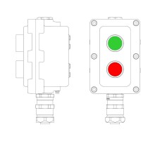 Взрывонепроницаемый пост управления из алюминия LCSD-02-B-MC-P1G(11)x1-P1R(11)x1-PCMB-KAEPM3MHK-20  LCSD21000074  DKC
