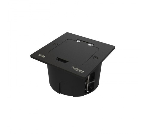 MultiDesk Лючок с розеткой 2К+З, 16А/250В, IP44 с монтажной коробкой для стены, фальшпола, стола Чёрный матовый, тип MDK21  MDK21102MBA  SE