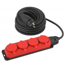 Удлинитель силовой UK-4e-3x1,5-10m-IP44(KG) с заземлением 4 розетки каучук 10м КГ 3х1,5мм2 IP44  Б0057586  ЭРА