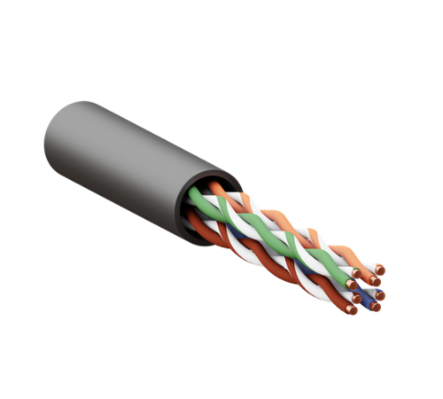 Кабель витая пара TERACOM Cat.5E U/UTP 4 пары solid внешний цвет черный упак. 305м) TRC-5EUTP-04PE-BK-OUT3  EKF