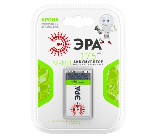 Аккумулятор 9V-1BL 175mAh (10/80/5600)  C0042097  ЭРА
