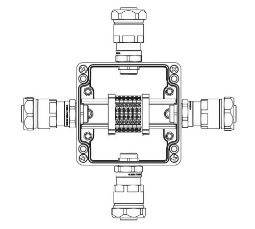 Коробка клеммная Ex из GRP; 1Ex e IIC T5 Gb IP66; Ex tb IIIB T95C Db;Клеммы 2,5 кв.мм. -6 шт.; А-B-C-D: ввод D8-13мм под небронир-ныйкабель в метал