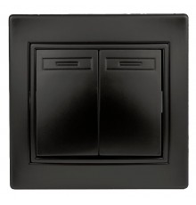 1-104-05 Intro Выключатель двойной, 10А-250В, IP20, СУ, Plano, антрацит  Б0044563  Intro
