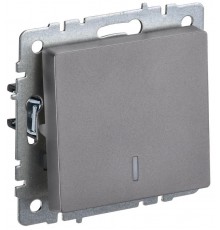 BRITE Выключатель 1-клавишный проходной с индикацией 10А ВС10-1-7-БрС сталь  BR-V12-1-10-K46  IEK