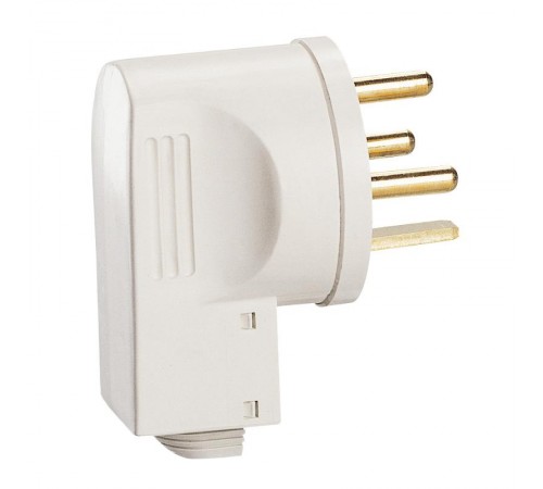 Вилка пластиковая 3К+З - 20 А - выход кабеля сбоку - слоновая кость  055155  Legrand