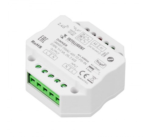 INTELLIGENT ARLIGHT Диммер SMART-TRIAC-601-72-PD-IN (230V, 1x1.5A, ZB, 2.4G) (IARL, IP20 Пластик, 5 лет)  038546  Arlight
