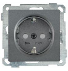 BOLERO антрацит Розетка с/з со шторками 16А РС14-1-0-Б  ERB14-K95-16  IEK