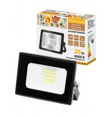 Прожектор СДО-05-020 20 Вт, 1600 лм, 4000 К, 220-240 В, IP65, черный, Народный  SQ0336-0313  TDM