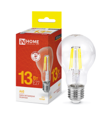 Лампа светодиодная LED-A60-deco 13Вт 230В Е27 3000К 1170Лм прозрачная  4690612035581  IN HOME