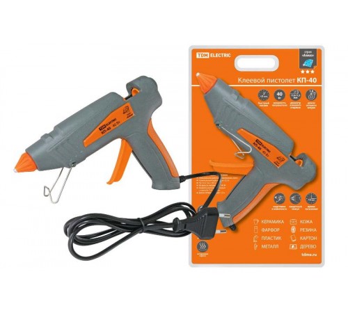 Клеевой пистолет КП-40 , 11,3 мм, с подставкой, шнур 1,3 м, 40 Вт, Т=220 С "Алмаз"  SQ1024-0101  TDM